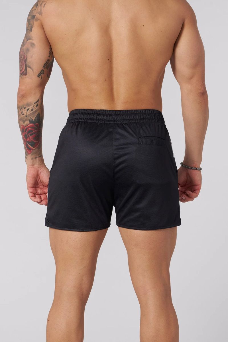 Pantaloni scurți sport pentru bărbați, cu patru puncte, cu craniu, imprimare 3D, plasă, uscare rapidă, respirabil, pentru alergare pe plajă_voghion.com