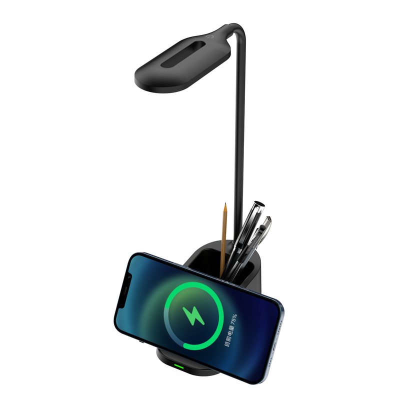 Pen holder stand table lamp wireless charger 15W fast charge learning special eye protection lamp gift logo_voghion.com