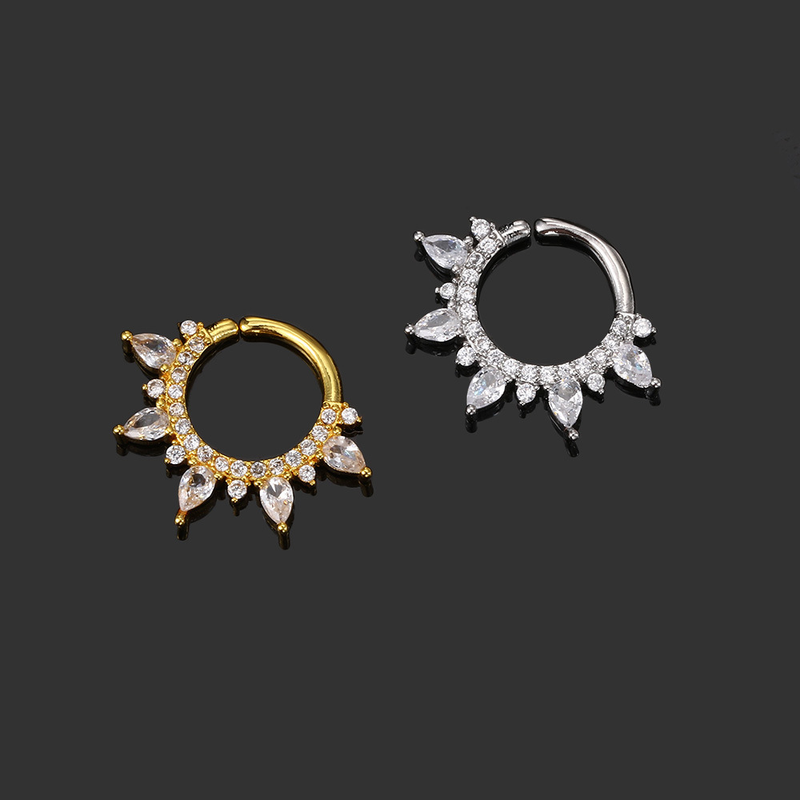 Anello al naso in zircone personalizzato in stile europeo e americano Anello da donna semplice e alla moda con piercing all'osso dell'orecchio, gioielli transfrontalieri per l'orecchio caldo_voghion.com