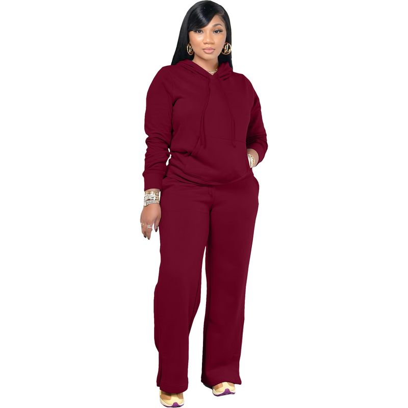 Ensemble sweat à capuche et jogging en polaire pour femme - Tenue d'hiver chaude deux pièces pour le travail et les loisirs (noir, bordeaux, vert kaki, lavande, S-XXL)_voghion.com