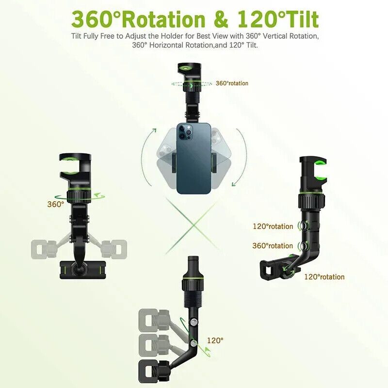 360° Rotatable Car Phone Holder Mount Stand Rearview Rear View Mirror For Iphone_voghion.com