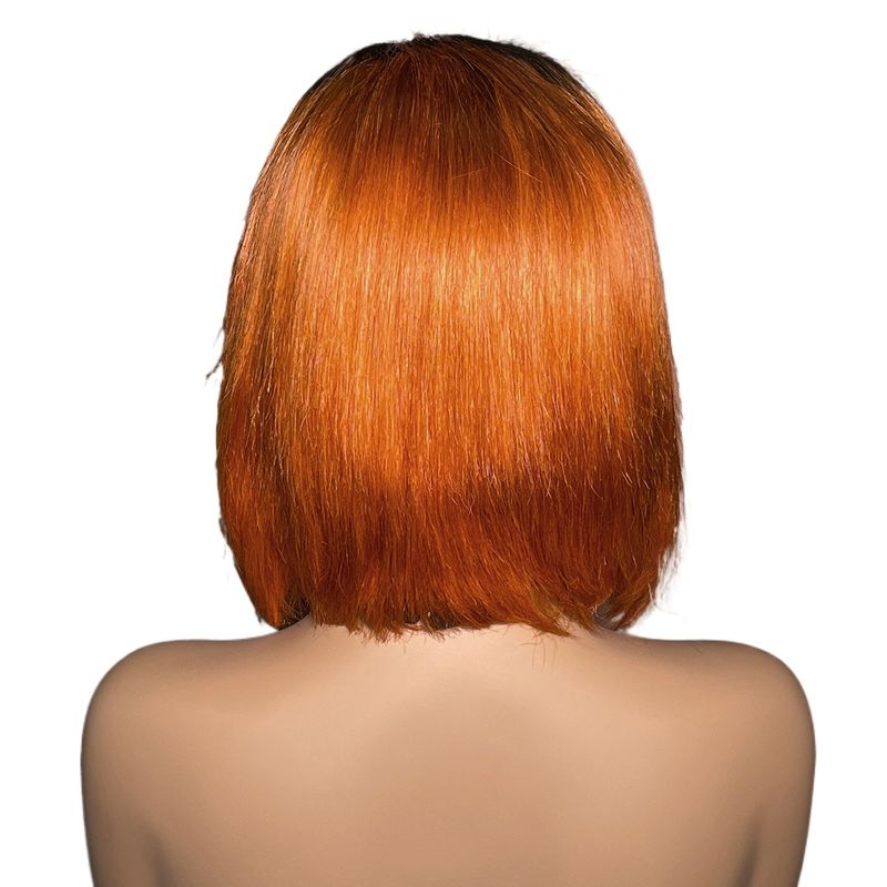 Ombre Bob Perücke Echthaar 10 Zoll gefärbt 1B/350 Orange Bob Lace Front Perücken glatt 13x4 transparent Lace Frontal Perücken für Frauen_voghion.com