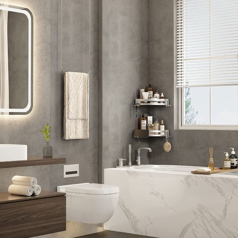 Rust Shelf Storage Organizer Shelf Shower Proof Caddy Corner Shampoo Bathroom Shower Shower Pack Wall Corner Drill 2 Corner No_voghion.com
