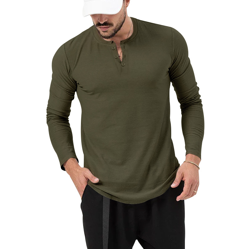 T-shirt girocollo autunno 2024, pullover ampio, maglietta casual da uomo a maniche lunghe_voghion.com
