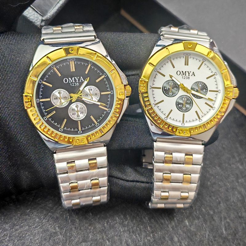 Watch OMYA New Three Eye Men's Fashion Business Steel Belt Quartz Watch_voghion.com