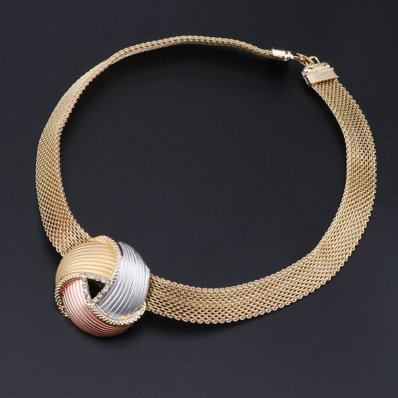 Set di gioielli in oro Dubai per donna grande set di gioielli per collana Set di gioielli da sposa per donna Accessori da sposa_voghion.com