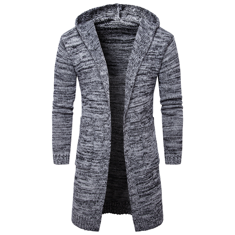 winter new hooded thick cardigan European size men's solid color knitted sweater Spring and Autumn coat_voghion.com