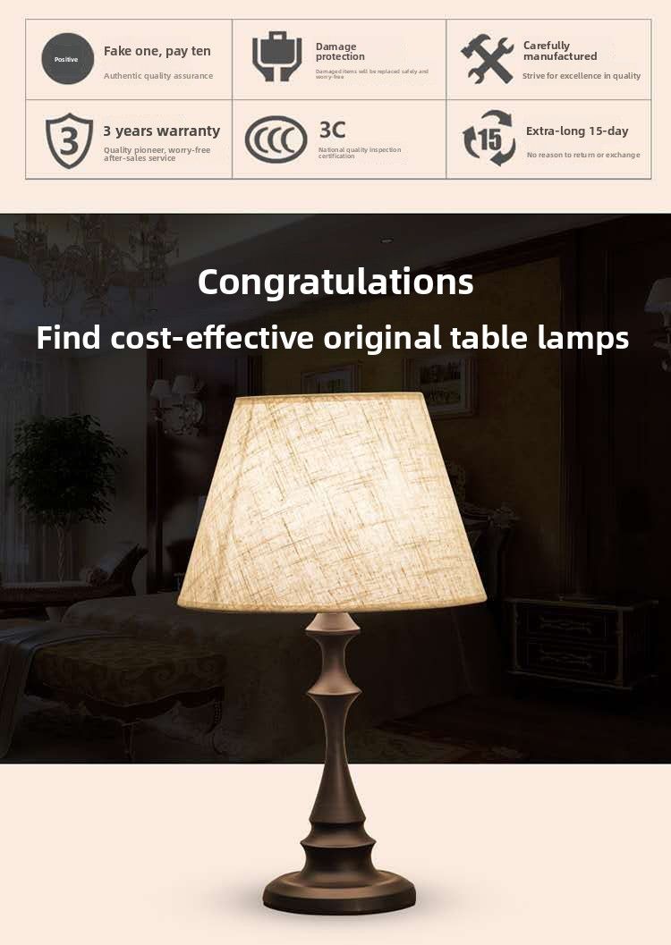 Projeto de hotel de cabeceira estilo americano, mesa de quarto, escritório, lâmpada LED, proteção para os olhos, luz noturna regulável_voghion.com