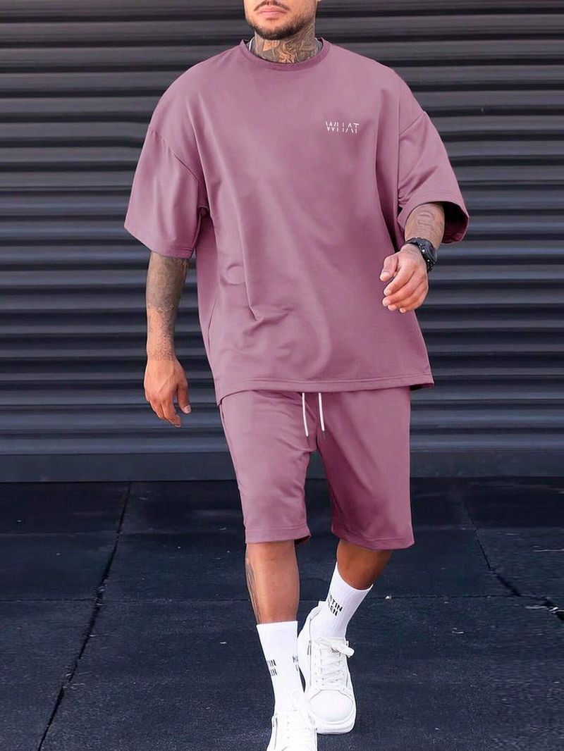Men's Clothing Summer New Simple Sports Casual Suit Men's Short Sleeved T Shirt With Shorts With Small Icon ME2 MA1_voghion.com