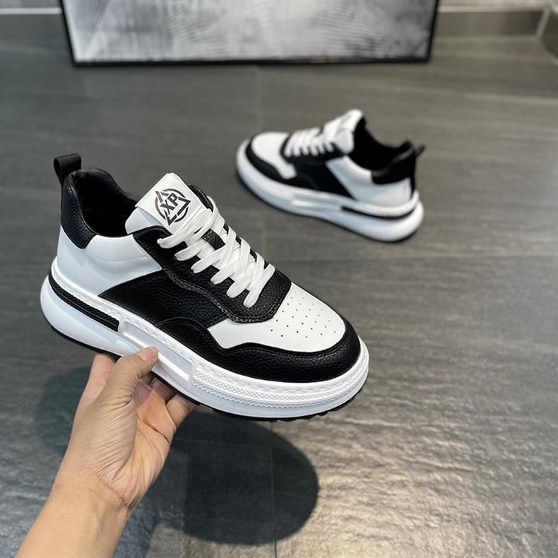 2024 Spring New Leather Lightweight Sports Thick Sole Versatile Men's Comfortable Little White Casual Shoes_voghion.com
