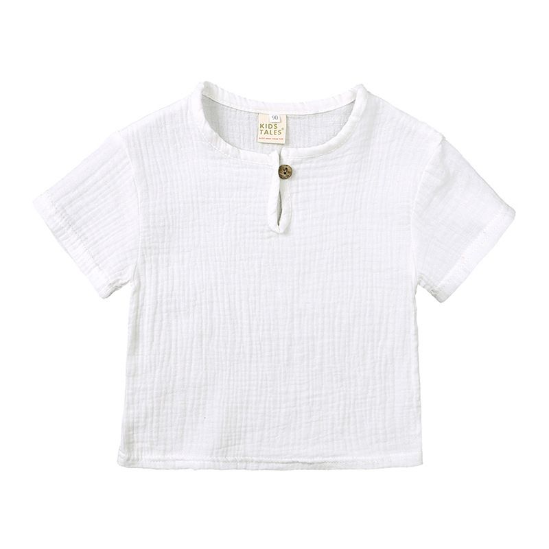 Abbigliamento per bambini Ragazzi e ragazze Abiti estivi a maniche corte per bambini Maglietta a maniche corte con bottoni in cotone e lino Pantaloncini Abito sottile in due pezzi_voghion.com
