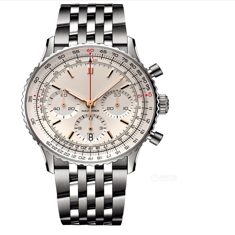 2023 Men's Six Needle High Quality Timing Quartz Steel Band Centennial Watch_voghion.com