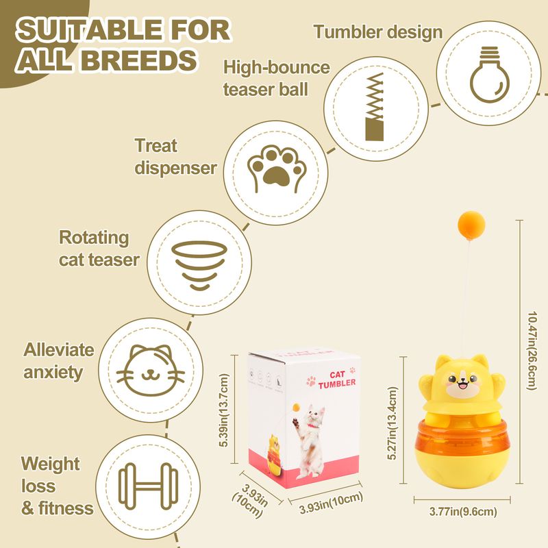 Nouveau distributeur de friandises Wand Teaser Tumbler pour chat, jouet anti-ennui_voghion.com