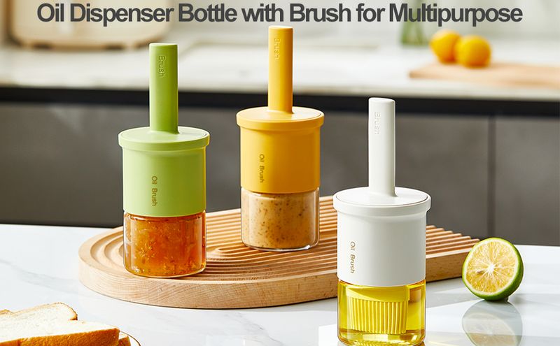 Hitzebeständige Ölflasche aus Glas – mit Silikonbürste für Essig/Sauce_voghion.com