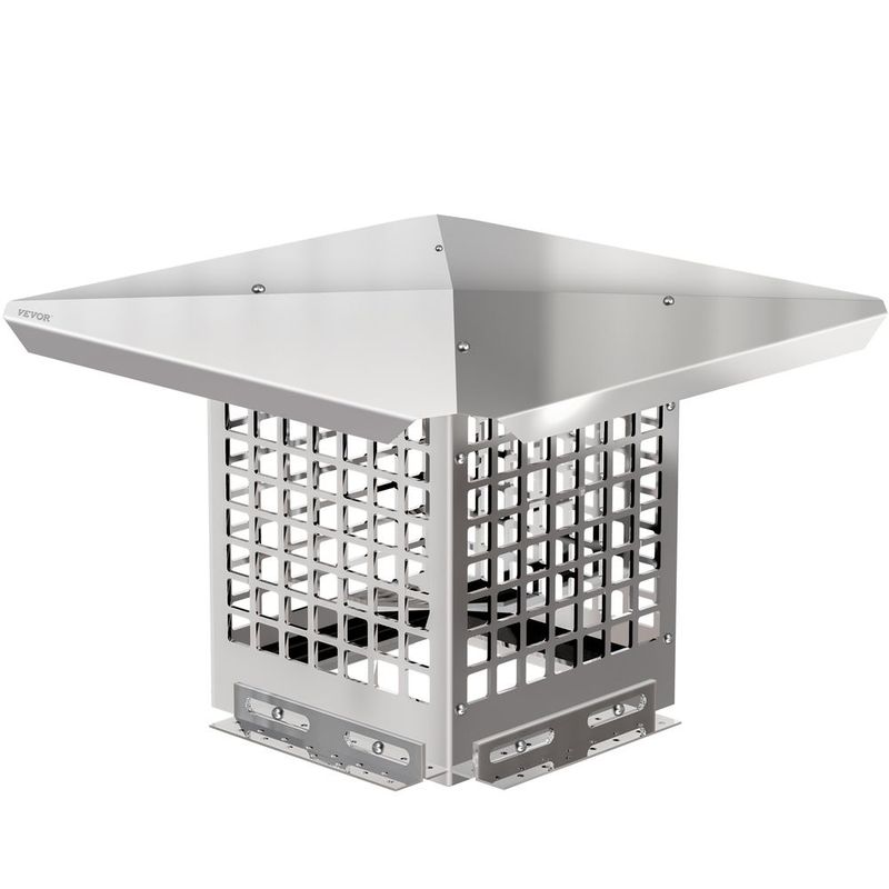 VEVOR Chimney Cap, 8" X 8" Flue Caps, 304 Stainless Steel Fireplace Chimney Cover, Adjustable Metal Spark Arrestor With Bolts Screws, Mesh Chimney Flue Cover For Outside Existing Clay Flue Tile_voghion.com