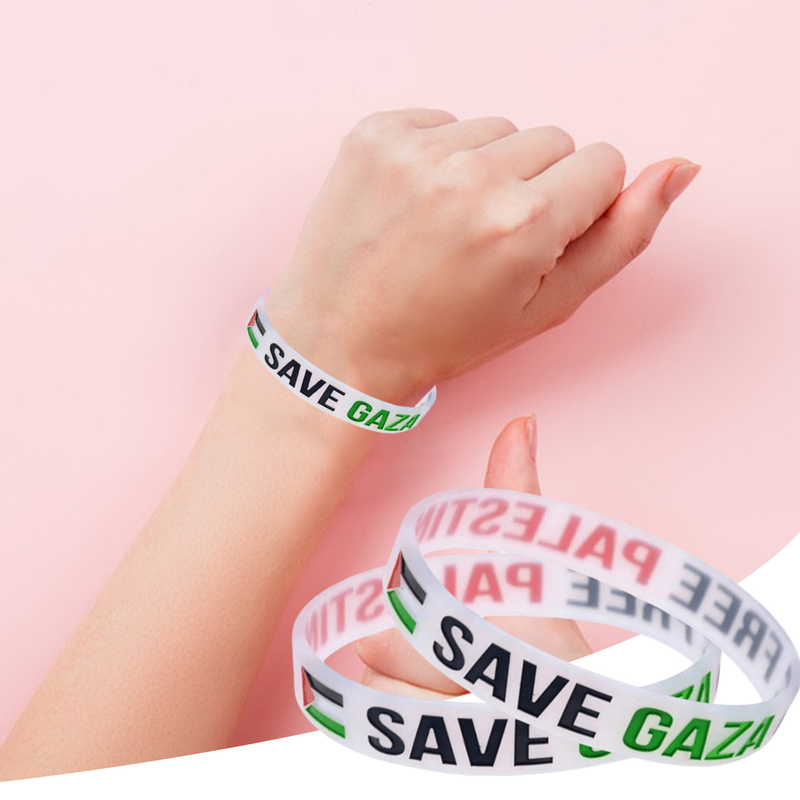 12/24Pcs Free Palestine Flag Silicone Bracelet Palestine Symbol Letter Pattern Wristband Memorial Faith Coloring Silicone Bracelet_voghion.com