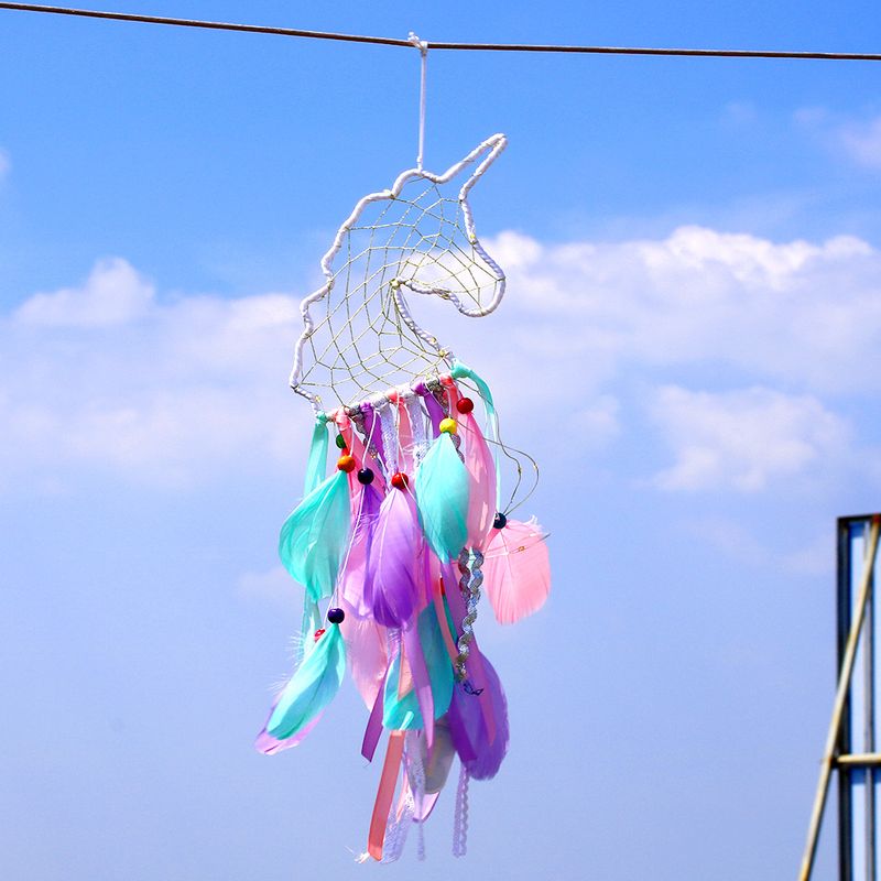 Unicorn dream catcher pendant ins creative cute colorful unicorn home wind chime gift_voghion.com