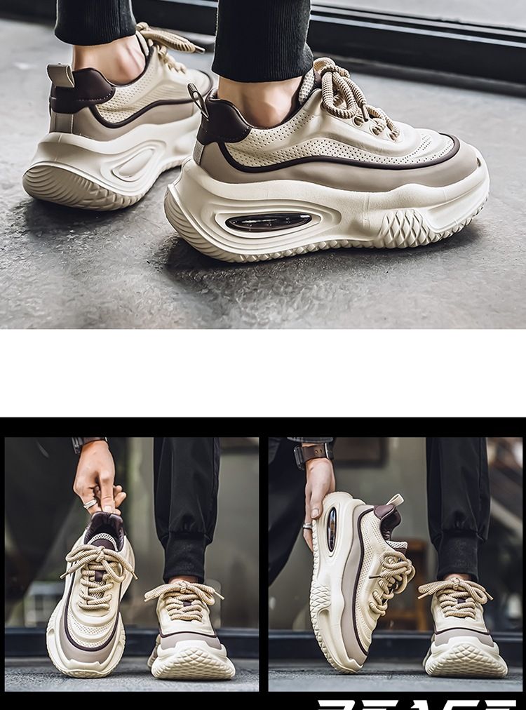 Męskie sznurowane grube tenisówki, buty dla taty buty sportowe, amortyzujące i oddychające buty do biegania koszykówka trening na siłowni_voghion.com