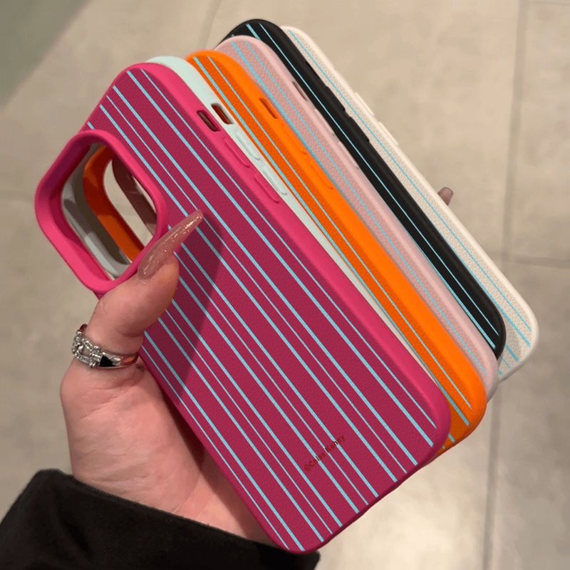 Skin Texture Fresh Striped Case Compatible With 15 Pro Max IPhone 14/12/11/13/XS_voghion.com