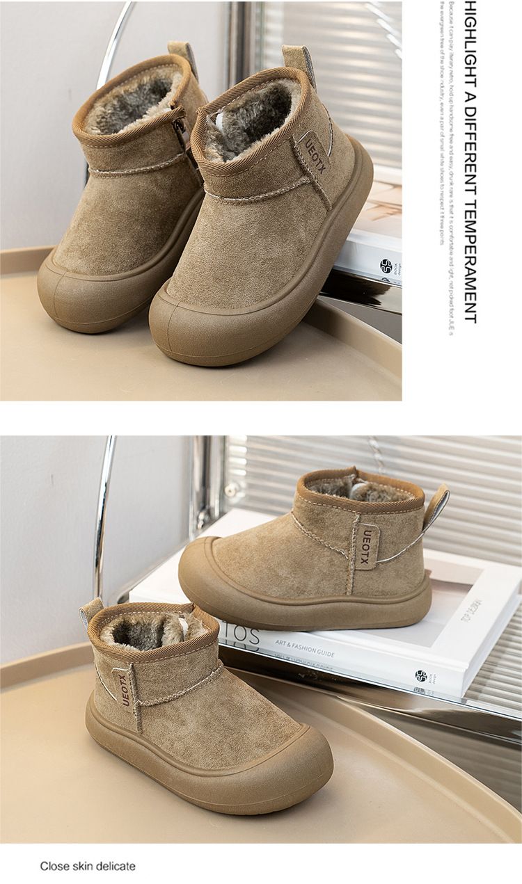 2025 Winter Neue Sport Stil Kinder Schnee Wildleder Anti-Kick Geschlossen-Zehe Jungen Und Mädchen Warme Für Ältere kinder Baumwolle_voghion.com