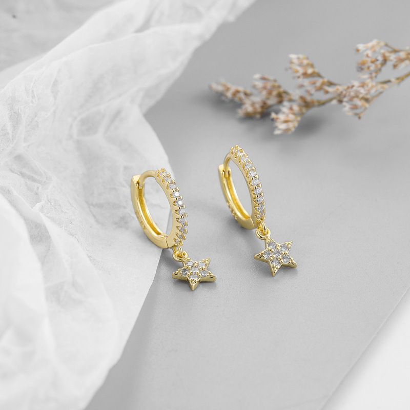 Women's Jewelry S925 Silver Needle Geometric Star Diamond Personality Earrings Light Luxury All Match Ear Ring Ear Buckle Ear Jewelry_voghion.com