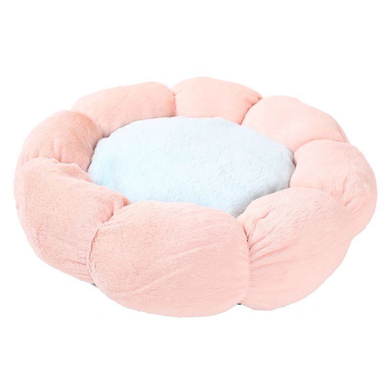 Round Flower Cute Soft Comfortable All-Season Warm Plush Pet Mat Cat Dog Bed Custom_voghion.com