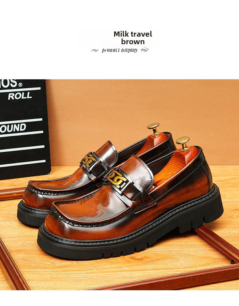 Miesten isokärkiset nahkakengät, aitoa nahkaa, brittiläiset business-kengät, platform-korkeussäädettävät miesten kengät, kiiltävät neliönmuotoiset kärjet, slip-on-kengät muodollisille kengille_voghion.com