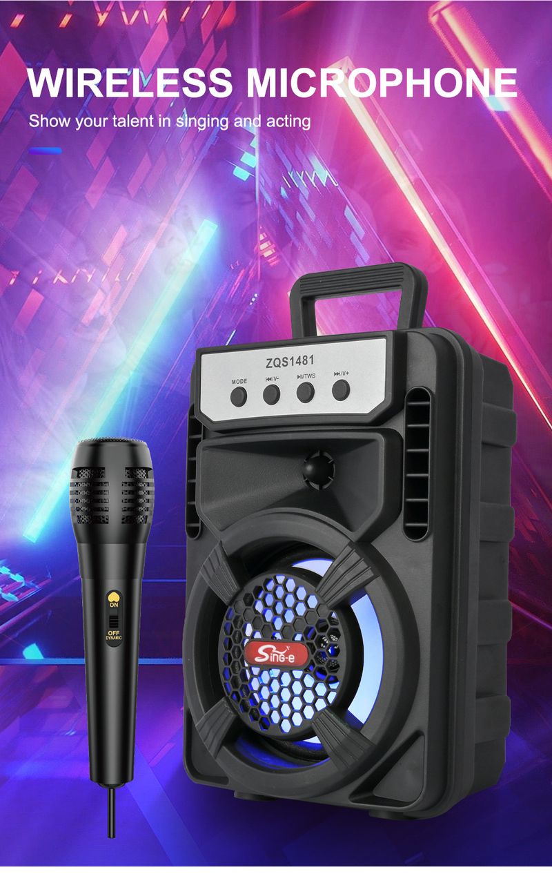 ZQS1481 Square Dance Heavy Bass Wireless Bluetooth Speaker Small Audio Outdoor Microphone 4 Inch Household_voghion.com