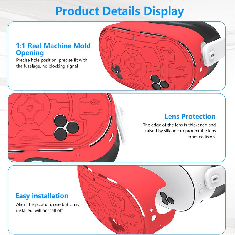 4 Meta Quest 3S Silicone Protection 7 In 1 Anti-Fall Joystick Caps Mask Case Face Eye Cover Replacement VR Accessories_voghion.com
