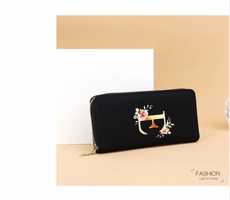 Women’s Bags Canvas Printed Hand Held Coin Purse Portable Mobile Phone Bag Zipper Large Capacity Women's Wallet_voghion.com