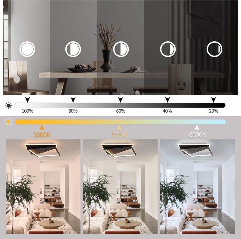 Glitzerlife Deckenlampe Dimmbar Deckenleuchte LED - Weiß Schlafzimmerlampe 53W Moderne Wohnzimmerlampe 48cm Küchenlampe Für Flur_voghion.com