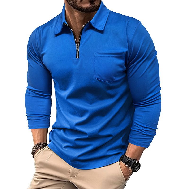 Lässiges Langarm-Poloshirt für Herren mit Reißverschlusskragen – Atmungsaktives und stylisches Slim-Fit-Oberteil für Business und Alltag_voghion.com