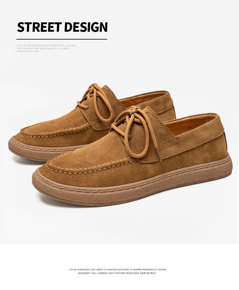 Solid Color Handmade Retro Suede Casual Shoes_voghion.com