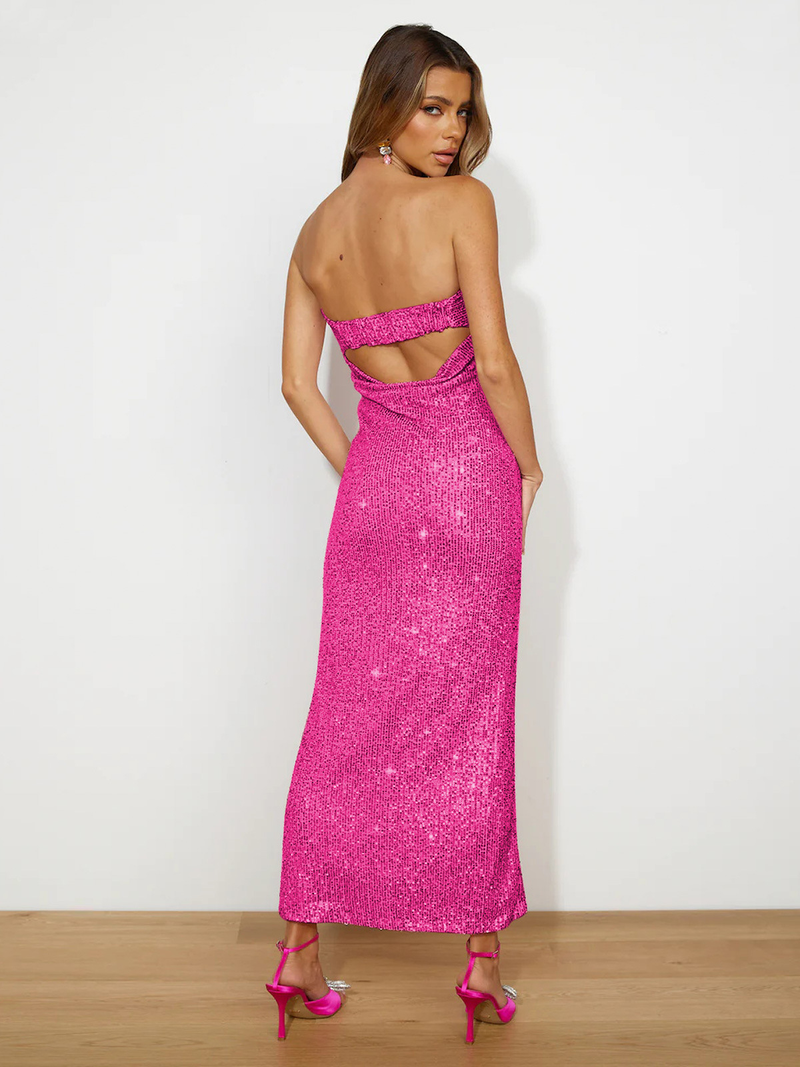 Rochie de seară pentru femei, vară, cu imprimeu tubulară, model nou, cu paiete, sexy, subțire, fustă lungă, fără spate_voghion.com