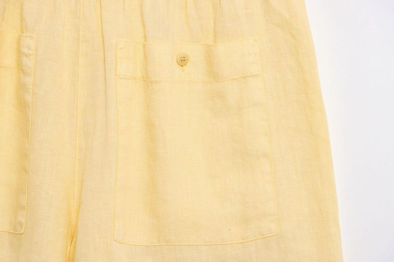 Abbigliamento estivo da donna, nuovo stile, camicia a maniche lunghe in lino con scollo a V e pantaloncini a vita media_voghion.com
