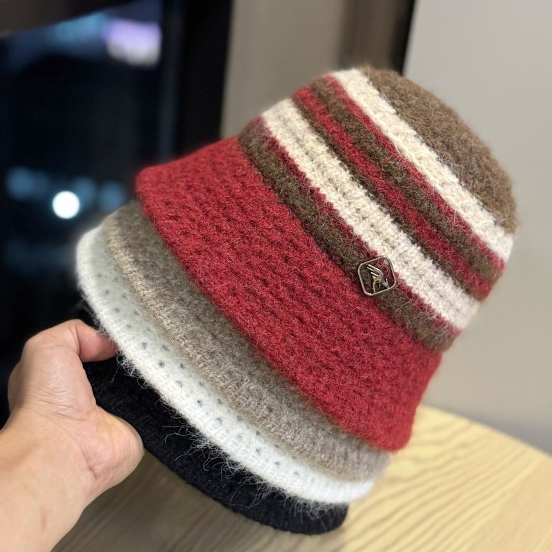 Nuova protezione per le orecchie in maglia da pescatore per donna, autunno e inverno, elegante secchiello in lana calda che snellisce il viso in stile giapponese_voghion.com