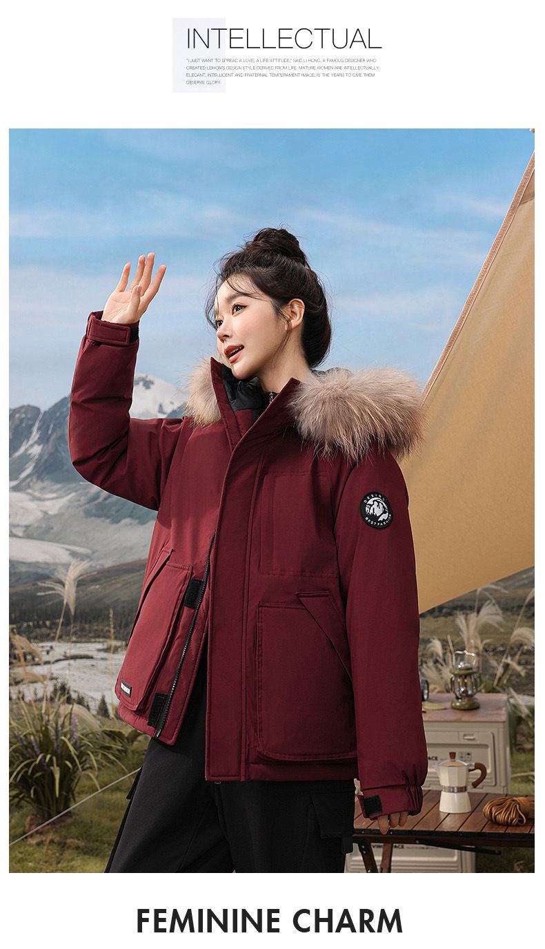 Kurze Pufferjacke für Damen im Winter mit Kunstpelzkapuze – kuschelig warme Oberbekleidung mit Fleecefutter für lässige Streetwear_voghion.com