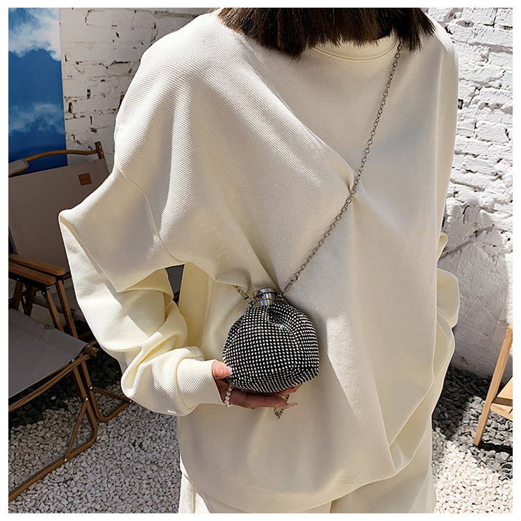 Women's bag coin purse Internet celebrity handmade European and American wine bottle bag aluminum flake clutch bag ladies bag wine bottle dinner bag_voghion.com