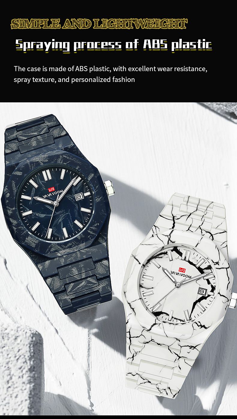 VA VA VOOM Herenhorloge Nieuw Quartz Horloge Marmerpatroon Hoogwaardige Kalender Waterdicht Grote Wijzerplaat_voghion.com