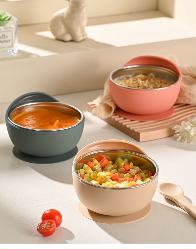 Baby silicone baby complementary food grade children's anti fall suction cup bowl, feeding tableware set_voghion.com