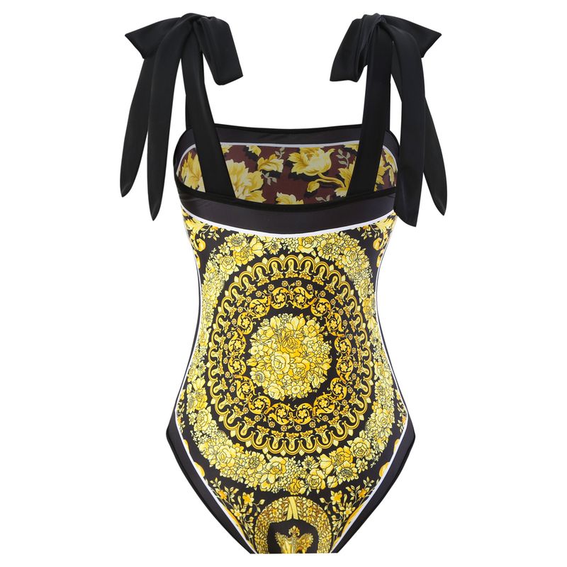 Damen einteiliger konservativer doppelseitiger Strand-Badeanzug mit heißen Quellen, zweiteiliger französischer Retro-Einteiler-Bikini_voghion.com