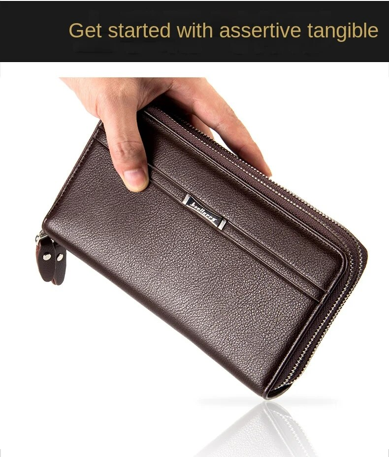 Wallet Large Capacity Men's High-end Clutch Double Zipper Multi-Card Mobile Phone Bag_voghion.com