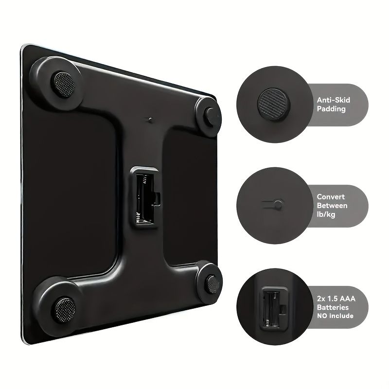 Bilancia digitale ad alta precisione per la misurazione del peso corporeo con display LCD, resistente, precisa e alimentata a batteria per uso domestico._voghion.com