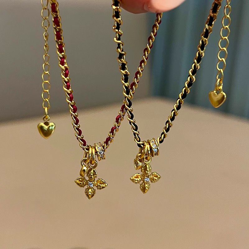 Pulsera con colgante Vajra de cuerda trenzada de metal francés, lujosa, exquisita personalidad, minimalista y de alto valor para mujeres._voghion.com