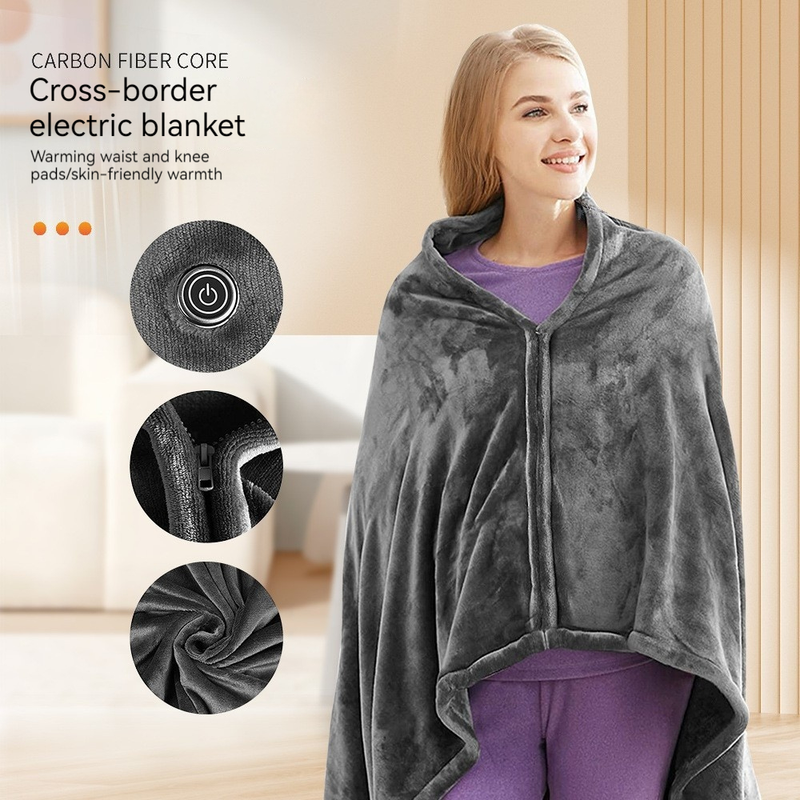 Multifunctional Intelligent Heating Blanket Coral Plush Thermal Electric Shawl USB Charging Cold Resistant Heating_voghion.com