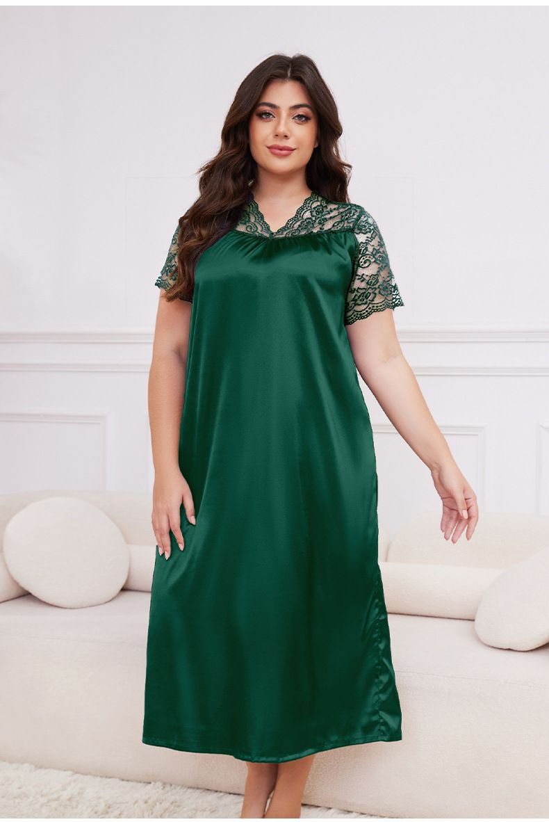 Plus Size Women's Ice Silk Pajamas | New Hot-selling Short-sleeved | Loose & Comfortable Loungewear_voghion.com