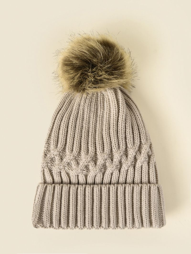 New Korean Style Women's Wool Knitted Hat Wholesale Autumn And Winter Warm Wool Ball Hat Thick Versatile Face Slimming Travel Hat_voghion.com