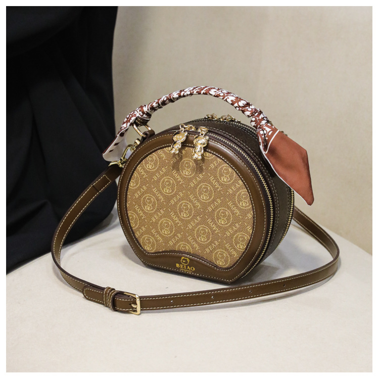 Borsa per torta rotonda Borsa a tracolla diagonale da donna piccola borsa rotonda Borsa moda autunno e inverno_voghion.com