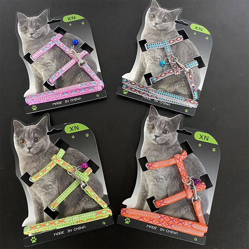 Cute Print Anti-Escape Rope Chain Vest Style Outdoor Cat Leash_voghion.com