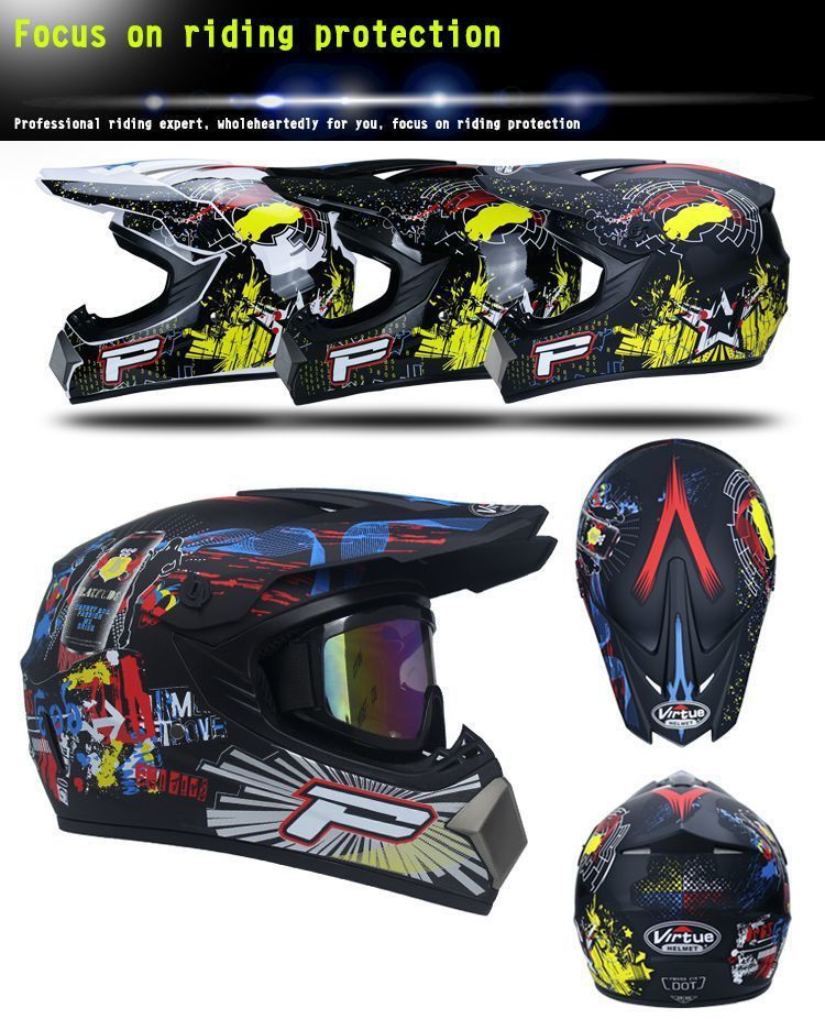 Terränghjälm herr- och damhjälm karting ATV tonåringar barn berg downhill hjälm handskar glasögon_voghion.com